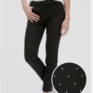 Old Navy The/LE Pixie Skinny Cropped Ankle Pants Black & White Polka Dot/Retro
